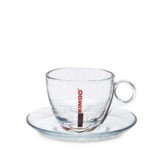 Kimbo – Cappuccino Tassen + Untertassen aus Glas