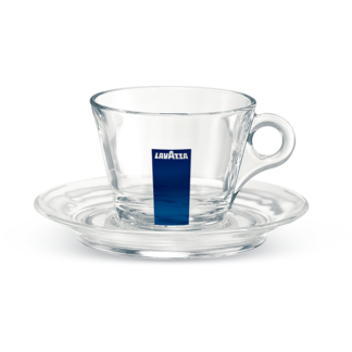 Lavazza – Kaffee und Cappuccino Tassen + Untertassen aus Glas